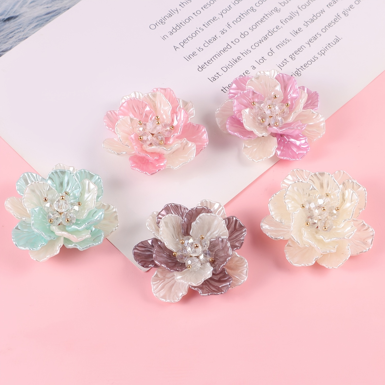 1pc Plastic ABS Pearl Flower Two Tone Accessory